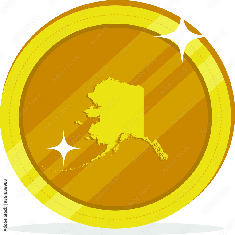 United States Federal Map of Alaska within United States Golden Dollar Coin United States Federal Map of Alaska within United States Golden Dollar Coin