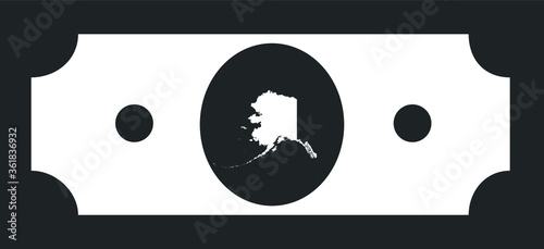 United States Federal Map of Alaska within Black and White United States Dollar Bill