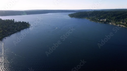 Helicopter Perspective of Scenic Lake Sammamish photo
