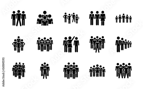 pictogram men and people icon set, silhouette style