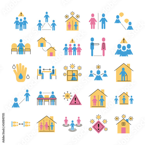bundle of distance social set icons