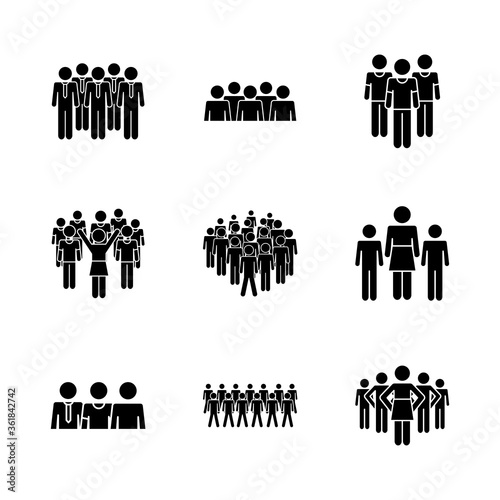 pictogram businessmen and people icon set, silhouette style