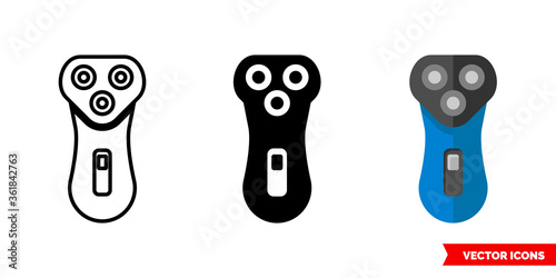 Electric razor icon of 3 types. Isolated vector sign symbol.