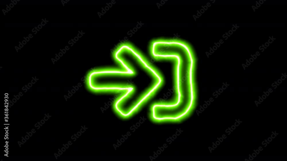 The appearance of the green neon symbol sign in. Flicker, In - Out. Alpha channel Premultiplied - Matted with color black The appearance of the green neon symbol sign in. Flicker, In - Out. Alpha channel Premultiplied - Matted with color black