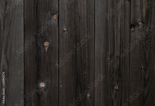 Wood texture. Old black boards with knots