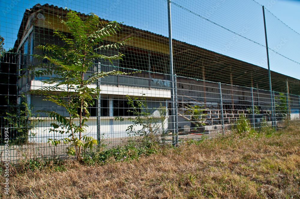 Obraz premium Old stand of a demolished football stadium