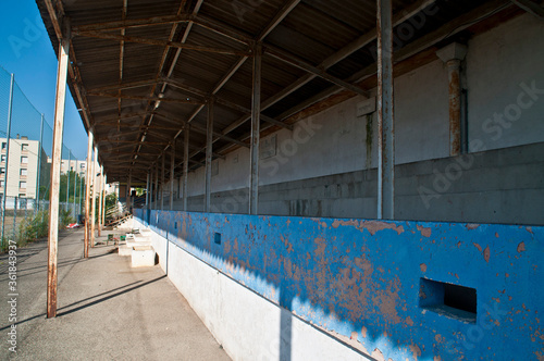 Old stand of a demolished football stadium photo