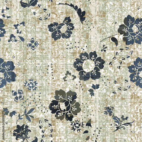 botainical colorful trendy ethnic retro floral seamless pattern photo