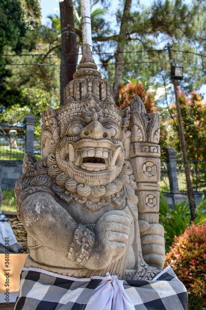 Detail of a statue of a Hindu deity in Bali.