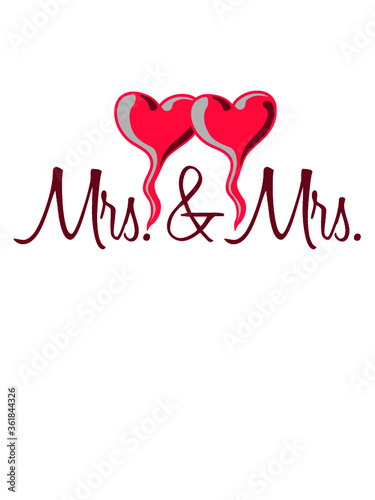 Lesbisch Mrs. & Freunde Paar Pärchen Duo Text 