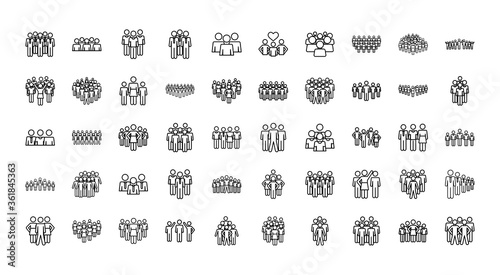 icon set of pictogram people, line style
