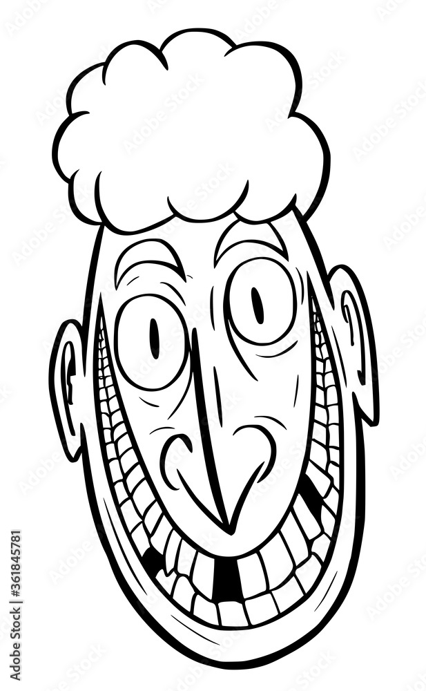 Crazy man face line art head Crazy man face line art head