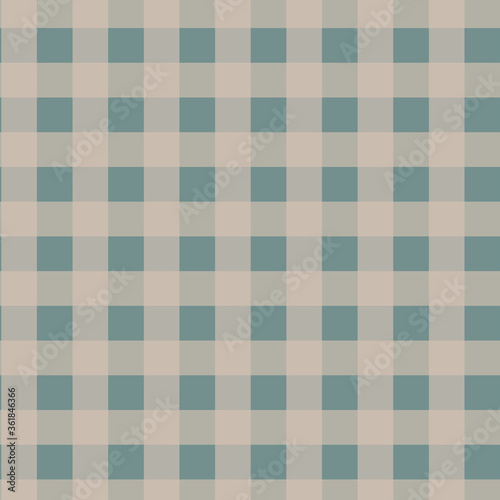 Green and taupe plaid pattern in 12x12 design element for backgrounds and graphics. Trendy beige and muted green checkered buffalo plaids.