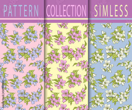 Seamless pattern with decorative jasmine flowers.