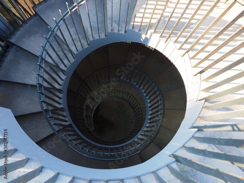 emergency spiral stairs, look down