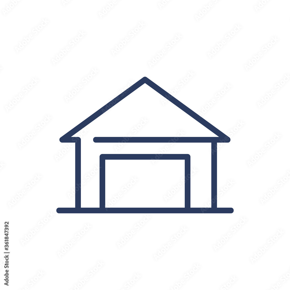Garage thin line icon. Building, construction, warehouse isolated outline sign. Architecture, real estate, property concept. Vector illustration symbol element for web design and apps Garage thin line icon. Building, construction, warehouse isolated outline sign. Architecture, real estate, property concept. Vector illustration symbol element for web design and apps