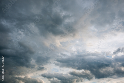 Photography dark grey clouds in the dusk sky before a storm