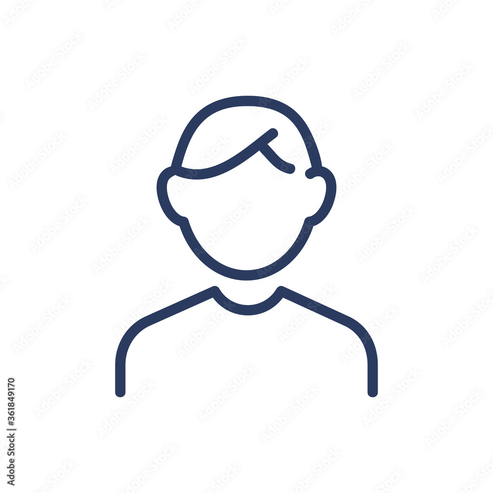 Avatar thin line icon. Manager, worker, employee, person isolated outline sign. Profile, male user, community member concept. Vector illustration symbol element for web design and apps