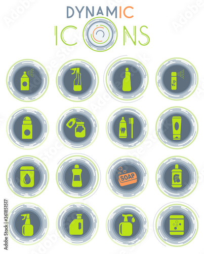 household chemicals icon set