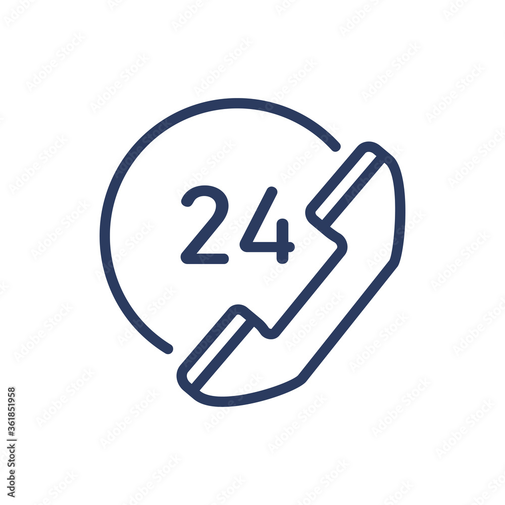 Around the clock support service thin line icon. Day and night, always open, telephone isolated outline sign. Service, call center, helpline concept. Vector illustration symbol element for web design Around the clock support service thin line icon. Day and night, always open, telephone isolated outline sign. Service, call center, helpline concept. Vector illustration symbol element for web design