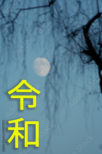 The Reiwa period Reiwa jidai. The next era of Japan. Text in Japanese is Reiwa. photo