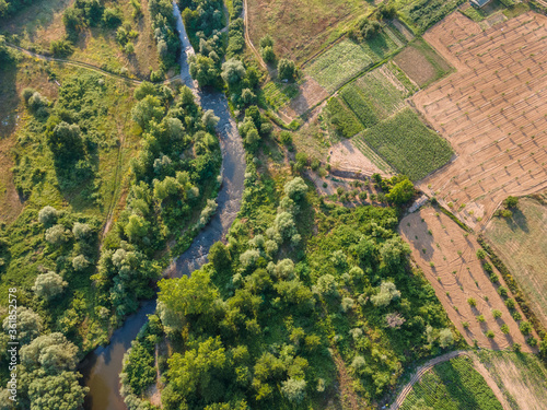 Strumeshnitsa river passing through the Petrich valley, Bulgaria photo