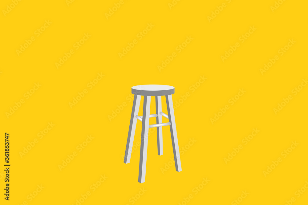 White stool stands alone on yellow background White stool stands alone on yellow background
