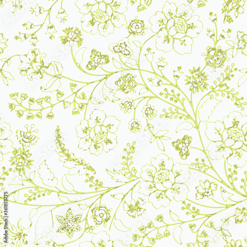 botainical colorful  retro vector floral seamless pattern  photo
