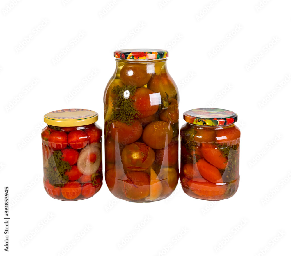 Preserved vegetables on white background. Homemade blanks. Preserved vegetables on white background. Homemade blanks.