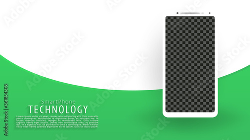 White smartphone screen landing page background, green and white background, vector, illustration, eps file