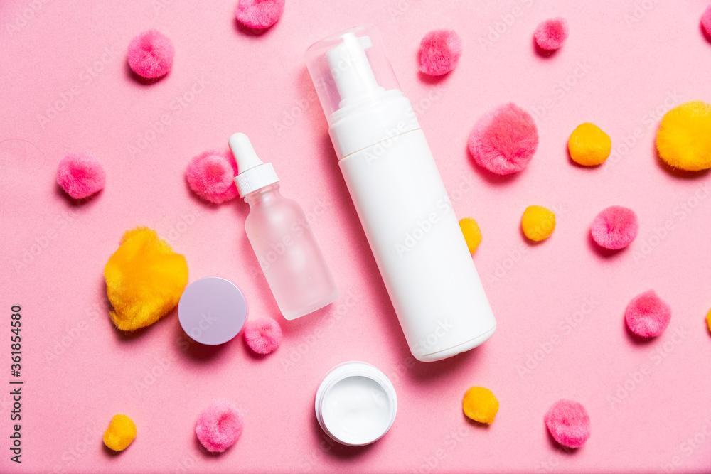 Cosmetics set on a bright background Cosmetics set on a bright background