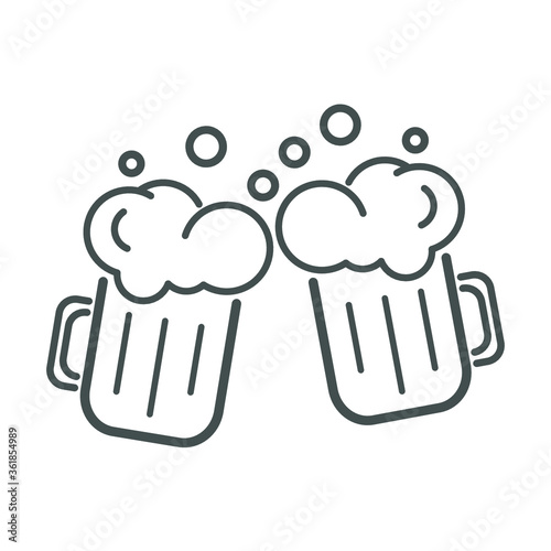 Two mugs of beer. Vector, illustration