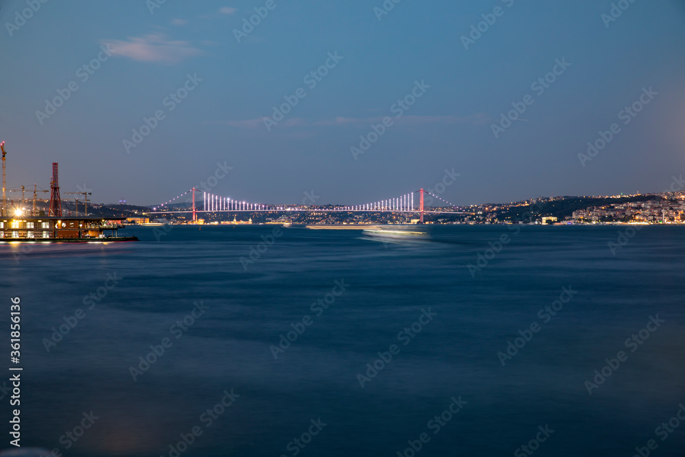 Night Cityscape Istanbul Bosphorus Bridge	