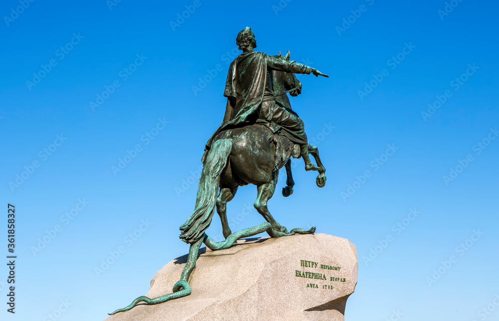 The Bronze Horseman is a monument to Peter I on Senate Square. St. Petersburg. Russia