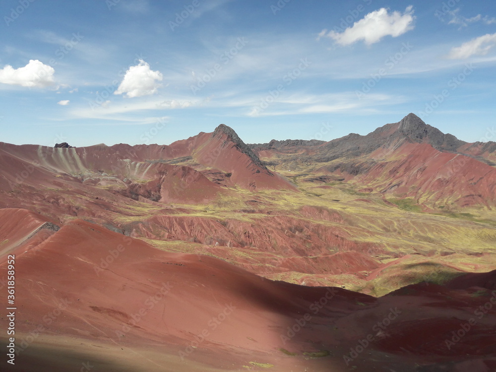Naklejka premium Rainbow Mountain Peru and surrounding landscape 2019