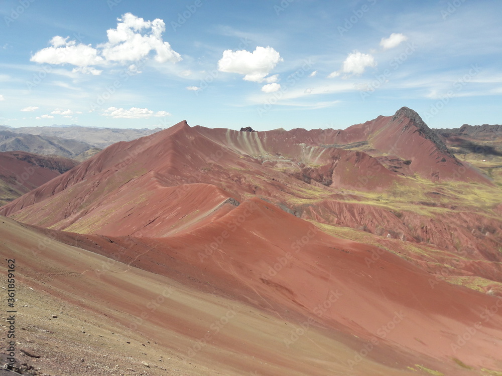 Naklejka premium Rainbow Mountain Peru and surrounding landscape 2019
