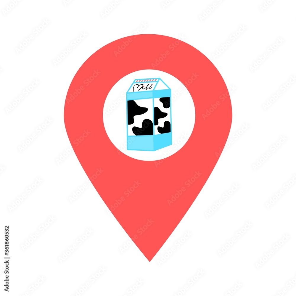 Milk box location map pin pointer icon. Element of map point for mobile concept and web apps. Icon for website design and app development. Premium milk shop, drink store icon sign. Milk box location map pin pointer icon. Element of map point for mobile concept and web apps. Icon for website design and app development. Premium milk shop, drink store icon sign.