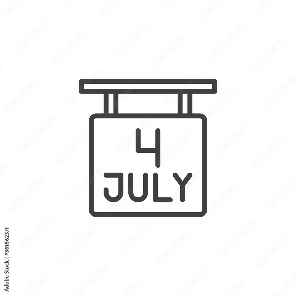 4th july independence day line icon. linear style sign for mobile concept and web design. Fourth july signboard outline vector icon. Symbol, logo illustration. Vector graphics 4th july independence day line icon. linear style sign for mobile concept and web design. Fourth july signboard outline vector icon. Symbol, logo illustration. Vector graphics