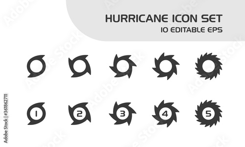 Hurricane categories. Intensity rates. Icon set. Weather and map vector illustration