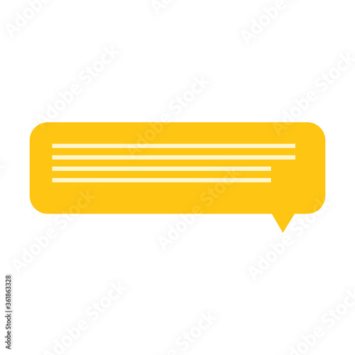 Vector illustration of conversational bubble with text inside. Forum. Speech Icon. Comment in the chat. Email Dialogue. Talk in the messenger. Web interface design. Message. Flat
