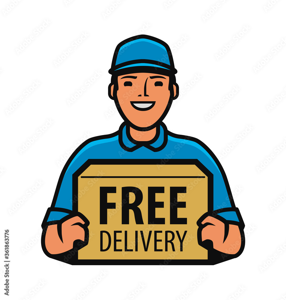 Delivery man with box in his hands. Courier service vector illustration Delivery man with box in his hands. Courier service vector illustration