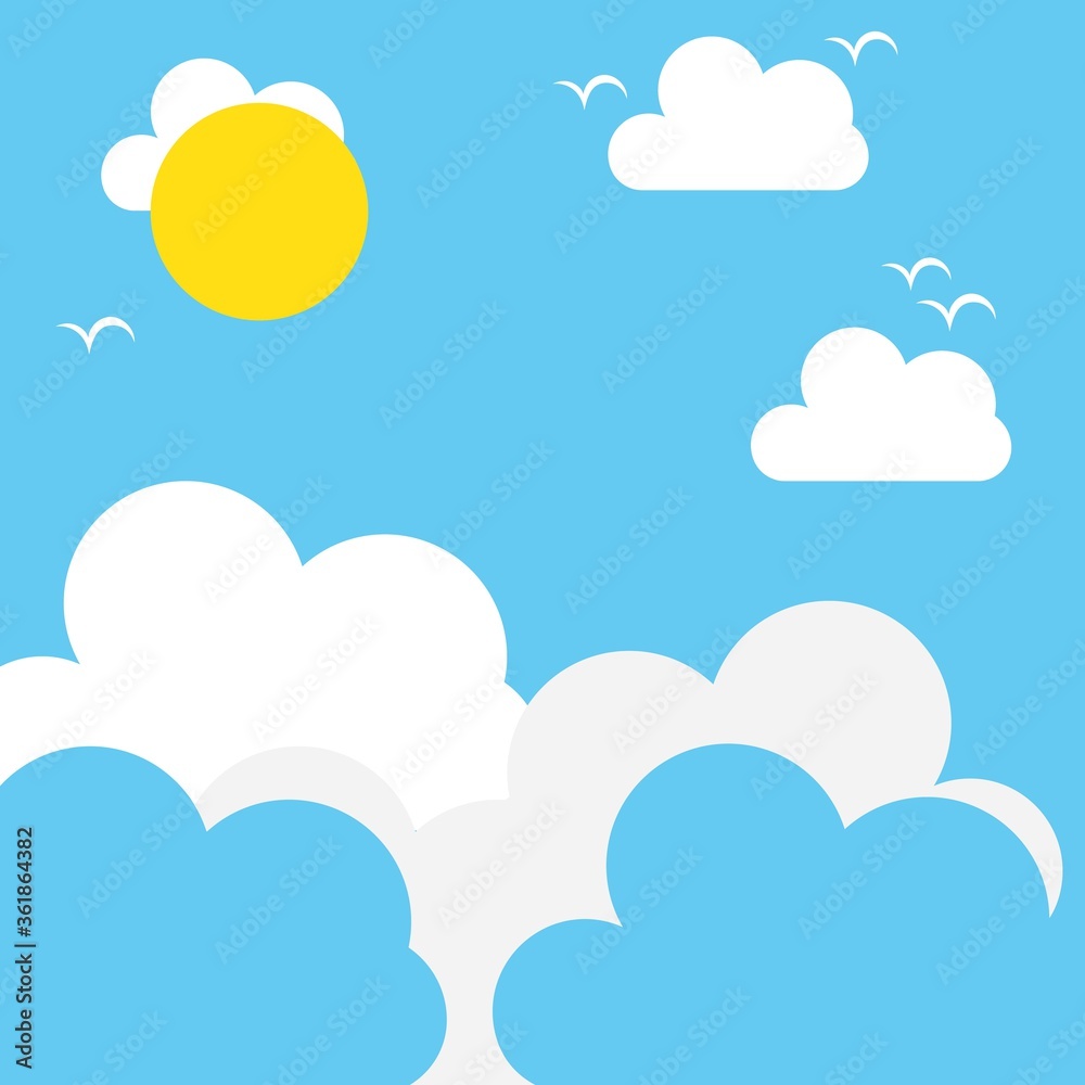 blue sky and sun illustration logo vector design