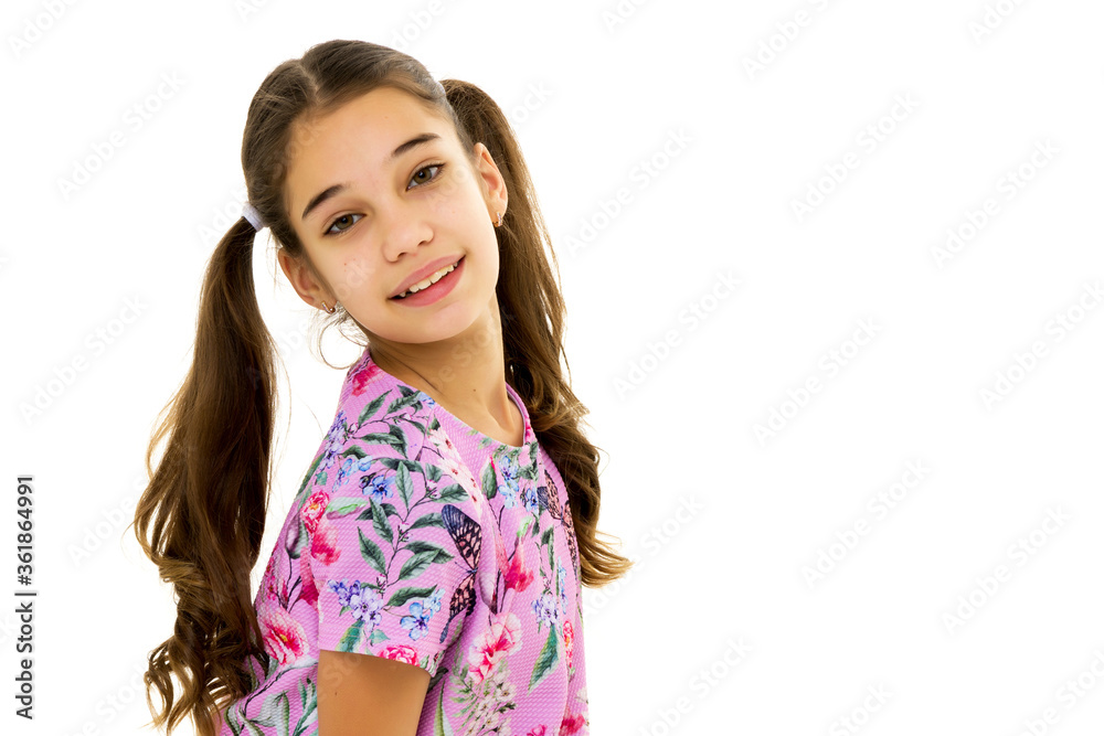 Portrait of a little girl close-up.Isolated on white background. Portrait of a little girl close-up.Isolated on white background.