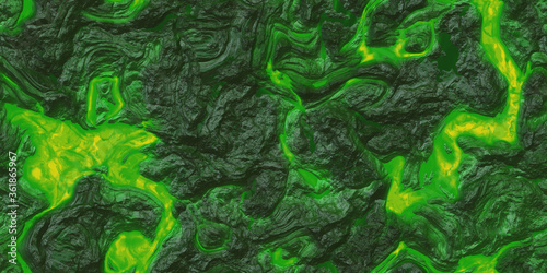Abstract green marble liquid poison background, 3D illustration nature design