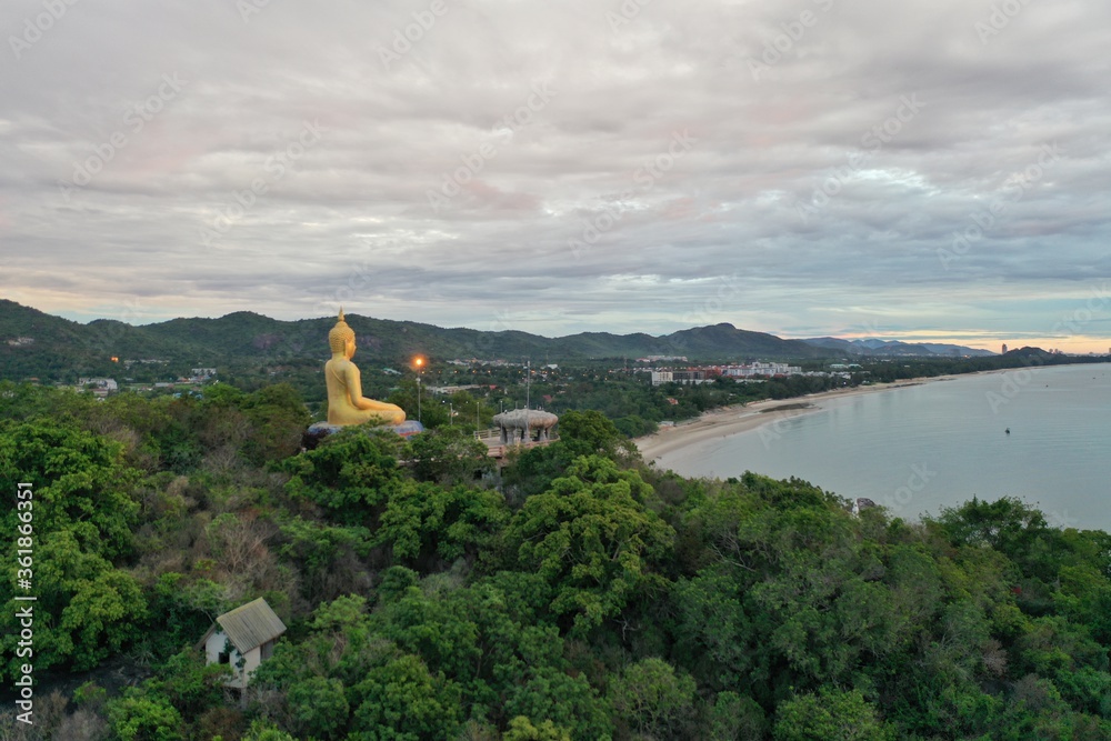 Buddhist statue rest atop the mountain in Hua Hin Thailand