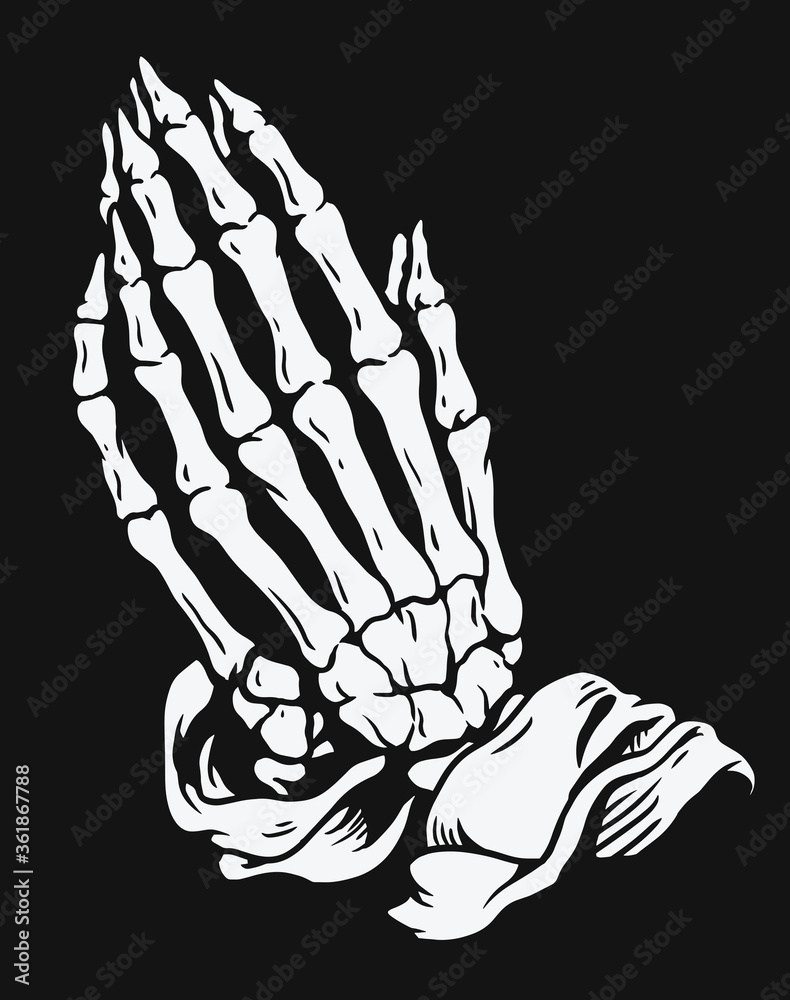 Praying skeleton hands clipart, vintage hand drawn vector Stock Vector  Image & Art - Alamy