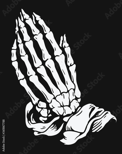 Praying skeleton hands vector illustration