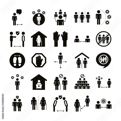 bundle of distance social set icons