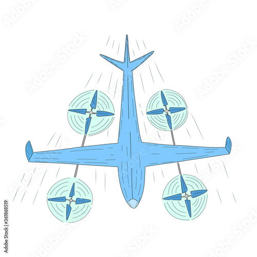 Hybrid VTOL Drone Made in Hand Drawn Style