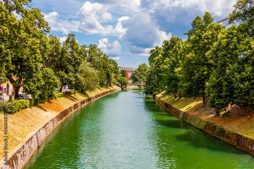 view of the river in the city of Ljublana
